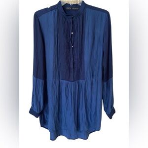 Zara Basic two tone blue tunic top size S